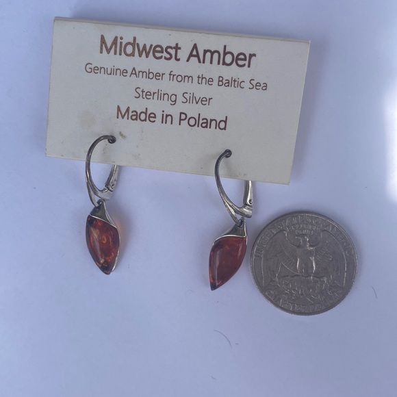 NWOT SS Amber Drop earrings - Picture 5 of 5